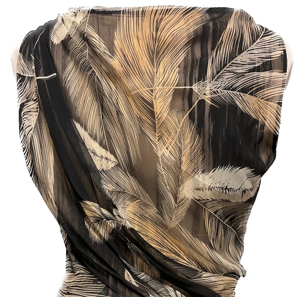 New! Diane Von Furstenberg brown and ivory feather silk dress, size 6 - Picture 6 of 10